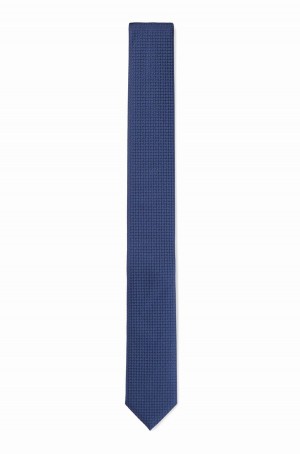 Corbatas Hugo Boss Silk-jacquard With Micro Pattern Hombre Azules Oscuro | 90836-XAWO