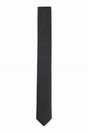 Corbatas Hugo Boss Silk-jacquard With Micro Pattern Hombre Negros | 92856-XPUY