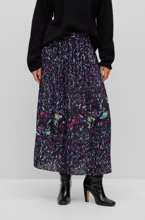 Falda Hugo Boss Printed Plissé Midi In Recycled Material Mujer Multicolor | 95870-QBTO