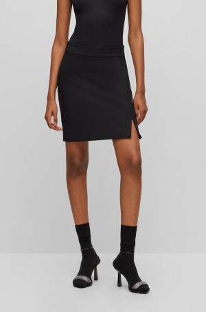Falda Hugo Boss Slim-fit Mini With Cut-out Detail Mujer Negros | 83719-YAJM