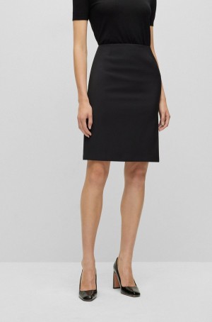 Falda Hugo Boss Slim-fit Pencil In Virgin Lana Mujer Negros | 85463-YECL