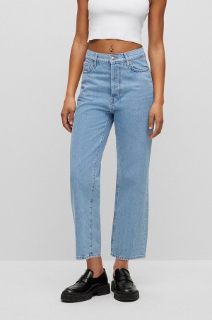 Jeans Hugo Boss Anchos-leg Modern-fit In Blue Rigid Denim Mujer Azules Claro | 37190-DLMI