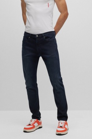 Jeans Hugo Boss Extra-slim-fit In Blue Cashmere-touch Denim Hombre Azules Oscuro | 74609-TWQM