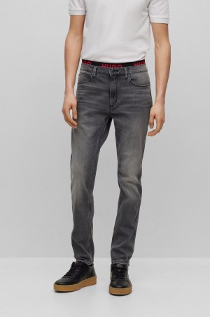 Jeans Hugo Boss Extra-slim-fit In Silver-wash Stretch Denim Hombre Grises | 96518-YFEX