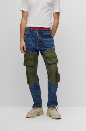 Jeans Hugo Boss Híbrido Regular-fit In Blue Rigid Denim Hombre Azules Oscuro | 50946-XPQI