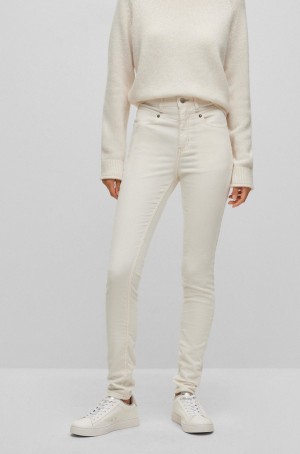 Jeans Hugo Boss High-waisted In Stretch-cotton Corduroy Mujer Blancos | 34582-WFRD
