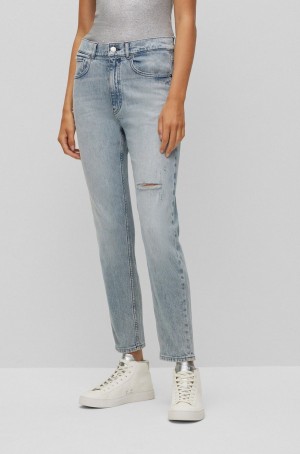 Jeans Hugo Boss Mid-rise In Ash-blue Stretch Denim Mujer Azules | 60543-LFDT