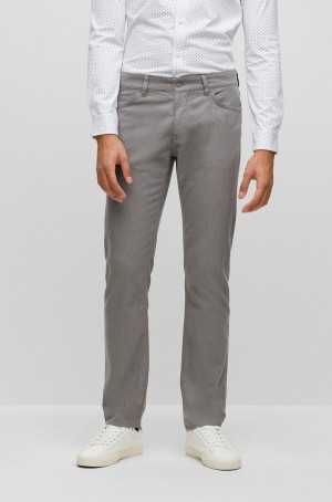 Jeans Hugo Boss Regular-fit In Anti-wrinkle Denim Hombre Grises | 94278-ODSQ