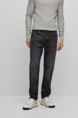 Jeans Hugo Boss Regular-fit In Black Comodidad-stretch Denim Hombre Negros | 27346-ISXG