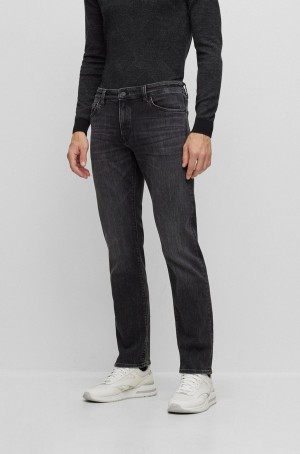 Jeans Hugo Boss Regular-fit In Black Coolmax® Denim Hombre Negros | 42961-GPAF