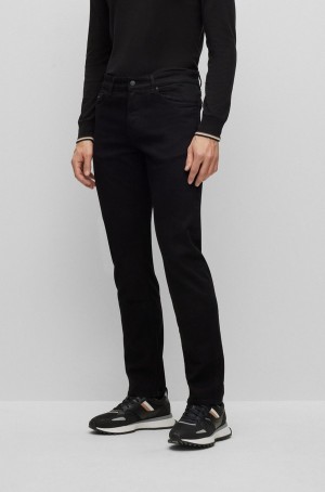 Jeans Hugo Boss Regular-fit In Black-black Italian Denim Hombre Negros | 42653-CTRF