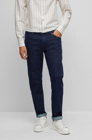 Jeans Hugo Boss Regular-fit In Blue Comodidad-stretch Denim Hombre Azules Oscuro | 59237-ZMVS