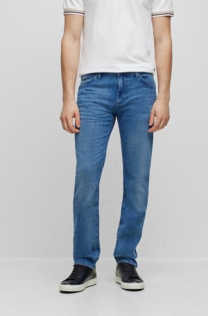 Jeans Hugo Boss Regular-fit In Blue Italian Cashmere-touch Denim Hombre Azules | 28079-ZLOI