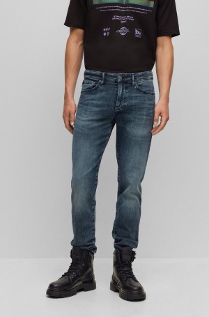 Jeans Hugo Boss Regular-fit In Blue-black Comodidad-stretch Denim Hombre Azules Oscuro | 21390-PVWH