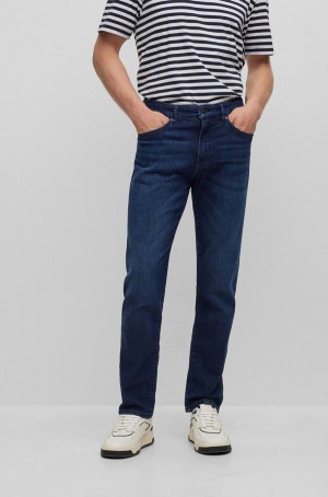 Jeans Hugo Boss Regular-fit In Dark-blue Comodidad-stretch Denim Hombre Azules Oscuro | 04769-FQTL