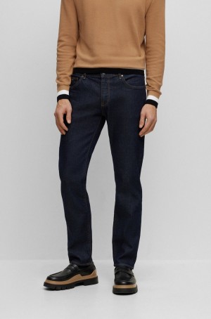 Jeans Hugo Boss Regular-fit In Dark-blue Comodidad-stretch Denim Hombre Azules Oscuro | 35627-PLBN