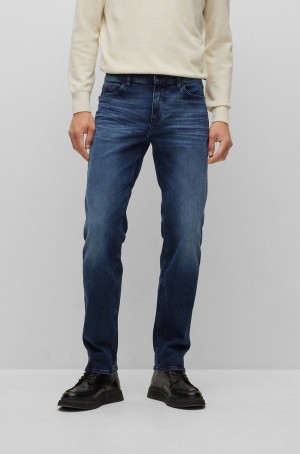 Jeans Hugo Boss Regular-fit In Dark-blue Italian Stretch Denim Hombre Azules Oscuro | 51467-QIOY