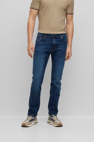Jeans Hugo Boss Regular-fit In Dark-blue Super-stretch Denim Hombre Azules Oscuro | 27460-RGLY