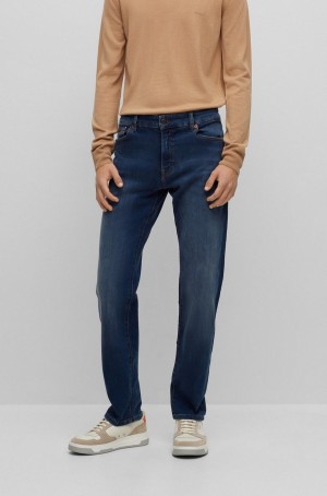 Jeans Hugo Boss Regular-fit In Dark-indigo Super-stretch Denim Hombre Azules | 83012-KFBZ