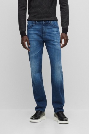 Jeans Hugo Boss Regular-fit In Italian Cashmere-touch Denim Hombre Azules Oscuro | 05897-EXHQ