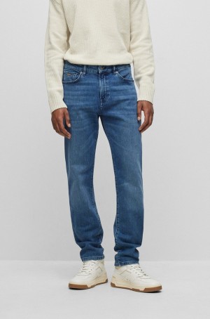 Jeans Hugo Boss Regular-fit In Mid-blue Comodidad-stretch Denim Hombre Azules | 60497-GIPU