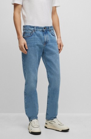 Jeans Hugo Boss Regular-fit In Mid-blue Rigid Denim Hombre Azules | 59127-IOGP