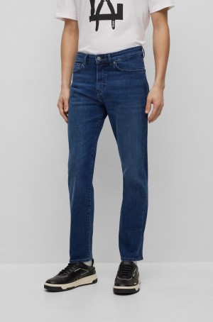 Jeans Hugo Boss Regular-fit In Mid-blue Super-stretch Denim Hombre Azules Oscuro | 20746-EICH