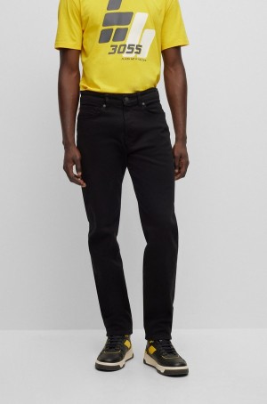 Jeans Hugo Boss Regular-fit In Stay-black Comodidad-stretch Denim Hombre Negros | 50423-HNUF