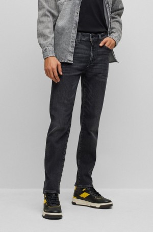 Jeans Hugo Boss Regular-ft In Black Super-stretch Denim Hombre Negros | 43598-ELOX
