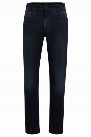 Jeans Hugo Boss Relaxed-fit In Blue Italian Cashmere-touch Denim Hombre Azules Oscuro | 49513-TOVU