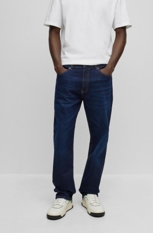 Jeans Hugo Boss Relaxed-fit In Blue Super-stretch Denim Hombre Azules Oscuro | 29608-NEBL