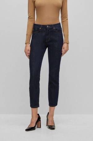 Jeans Hugo Boss Slim-fit Cropped In Stay Indigo Stretch Denim Mujer Azules Oscuro | 29786-CUWL