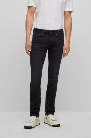 Jeans Hugo Boss Slim-fit In Black Super-stretch Denim Hombre Negros | 54067-DQHK