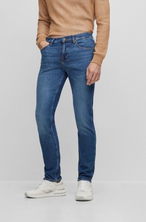 Jeans Hugo Boss Slim-fit In Blue Comodidad-stretch Denim Hombre Azules Oscuro | 57612-NRTP