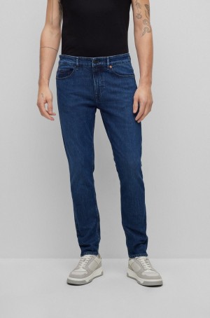 Jeans Hugo Boss Slim-fit In Blue Comodidad-stretch Denim Hombre Azules Oscuro | 01374-ISHV