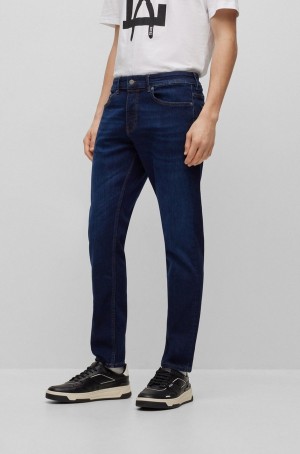 Jeans Hugo Boss Slim-fit In Blue Super-stretch Denim Hombre Azules Oscuro | 31657-PZCH