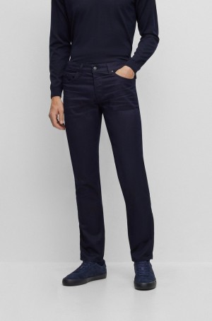 Jeans Hugo Boss Slim-fit In Blue-black Comodidad-stretch Denim Hombre Azules Oscuro | 56701-UYLQ