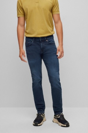 Jeans Hugo Boss Slim-fit In Blue-black Comodidad-stretch Denim Hombre Azules Oscuro | 14576-NOPM