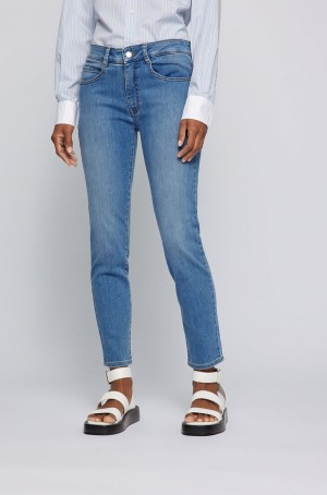 Jeans Hugo Boss Slim-fit In Bright-blue Super-stretch Denim Mujer Azules | 48517-XJAK