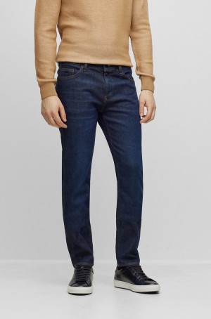 Jeans Hugo Boss Slim-fit In Dark-blue Comodidad-stretch Denim Hombre Azules | 54017-LFSO