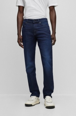 Jeans Hugo Boss Slim-fit In Dark-blue Comodidad-stretch Denim Hombre Azules Oscuro | 21839-XSML
