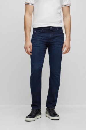 Jeans Hugo Boss Slim-fit In Dark-blue Italian Super-soft Denim Hombre Azules Oscuro | 58067-VATK