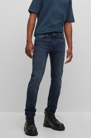 Jeans Hugo Boss Slim-fit In Dark-blue Super-stretch Denim Hombre Azules Oscuro | 24598-AXLD