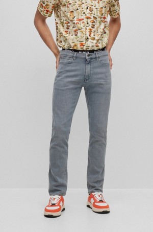 Jeans Hugo Boss Slim-fit In Grey Comodidad-stretch Denim Hombre Grises Claro | 87064-NSVJ