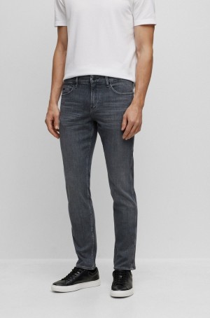 Jeans Hugo Boss Slim-fit In Grey Italian Super-soft Denim Hombre Grises | 96320-QWLD