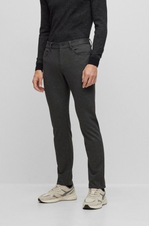 Jeans Hugo Boss Slim-fit In Micro-patterned Brushed Stretch Hombre Grises Oscuro | 16042-MXHC