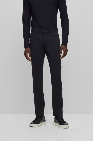 Jeans Hugo Boss Slim-fit In Micro-patterned Brushed Stretch Hombre Azules Oscuro | 78152-JVWF