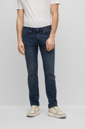 Jeans Hugo Boss Slim-fit In Overdyed Blue Super-stretch Denim Hombre Azules Oscuro | 71685-OWAS