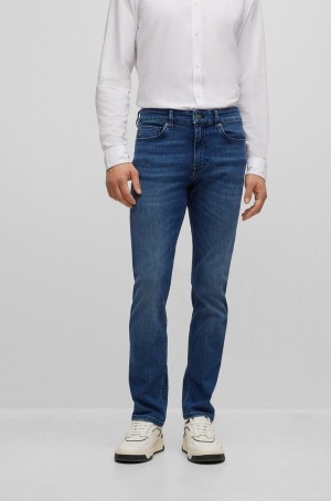 Jeans Hugo Boss Slim-fit In Pure-blue Comodidad-stretch Denim Hombre Azules Oscuro | 92374-VCLI