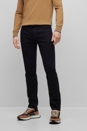 Jeans Hugo Boss Slim-fit In Stretch-denim Gabardine Hombre Negros | 38294-ENOR